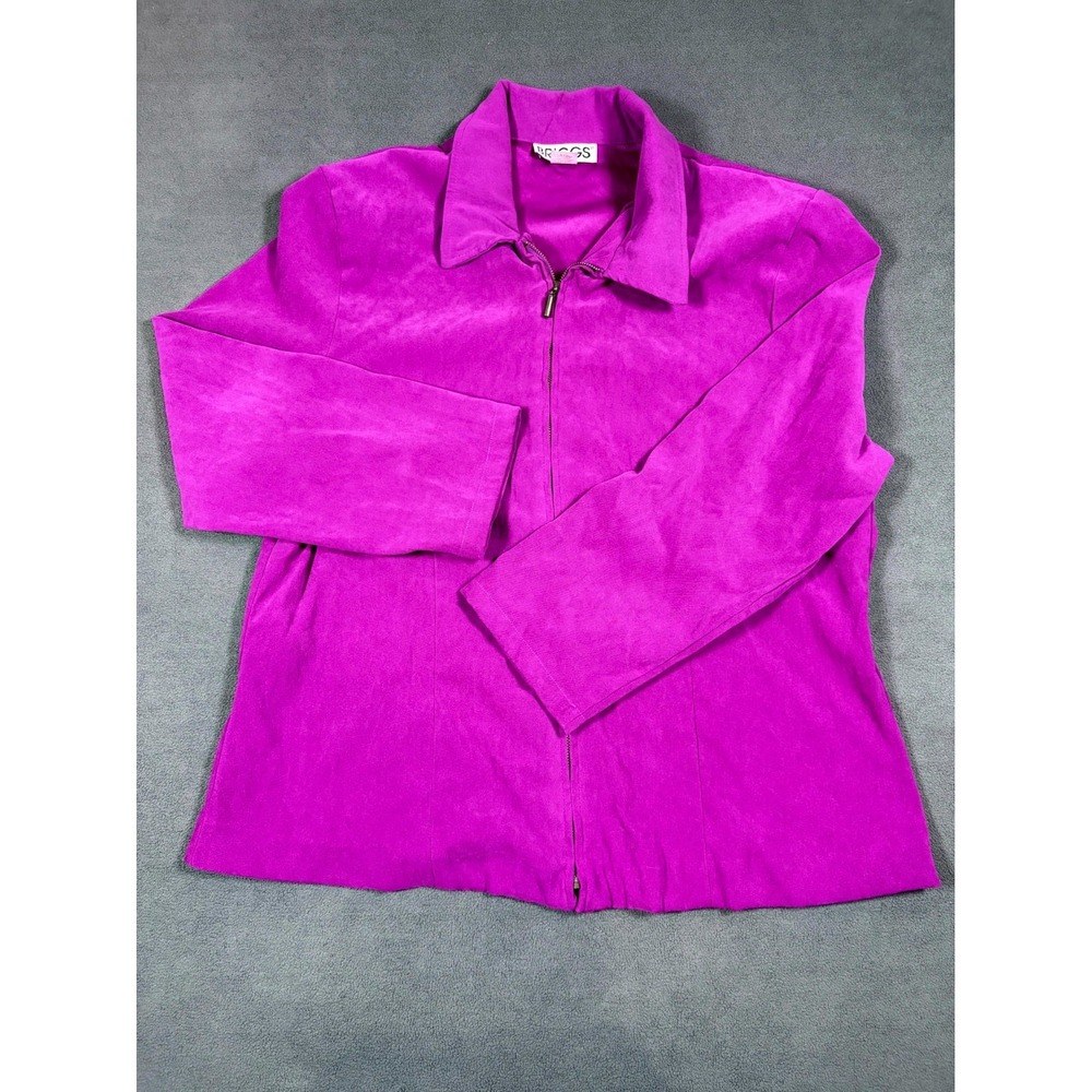 Briggs New York Jacket Womens 16W Magenta Stretch Casual Pleated Full Zip